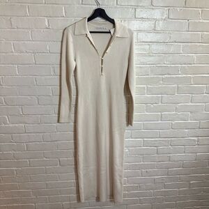 Elegant Cream Knit Dress